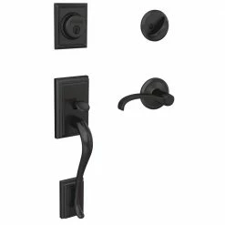 Schlage Custom Addison Matte Black Single Cylinder Door Handleset with Whitney Door Lever