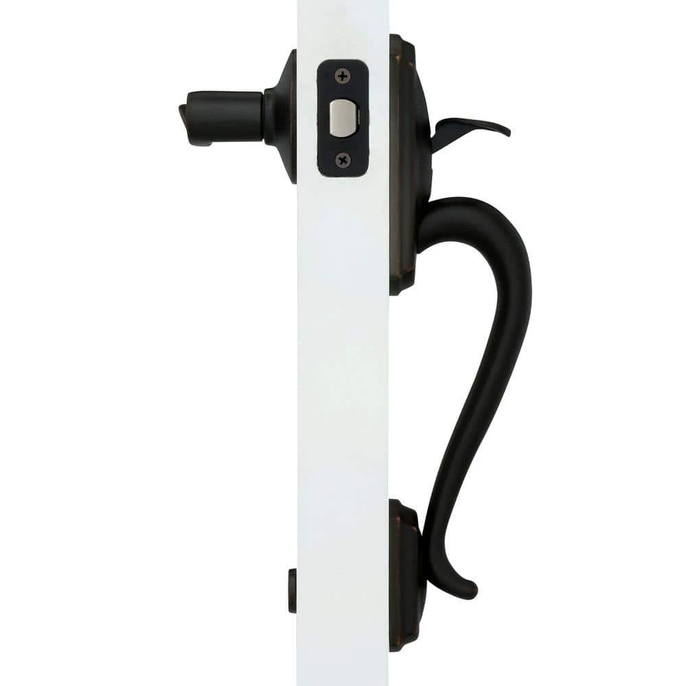 Schlage Camelot Aged Bronze Entry Door Handle with Right Handed Accent Door Handle - Image 2