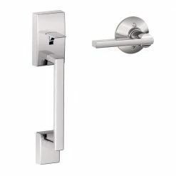 Schlage Century Bright Chrome Front Entry Door Handleset with Latitude Handle Universal