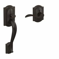 Schlage Camelot Aged Bronze Entry Door Handle Set with Accent Door Handle