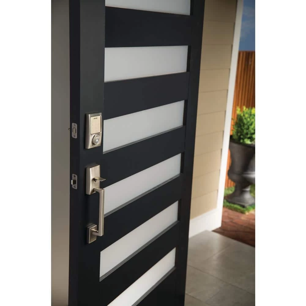 Schlage Century Satin Nickel Lower Half Entry Door Handleset and Latitude Door Handle with Century Trim - Image 5