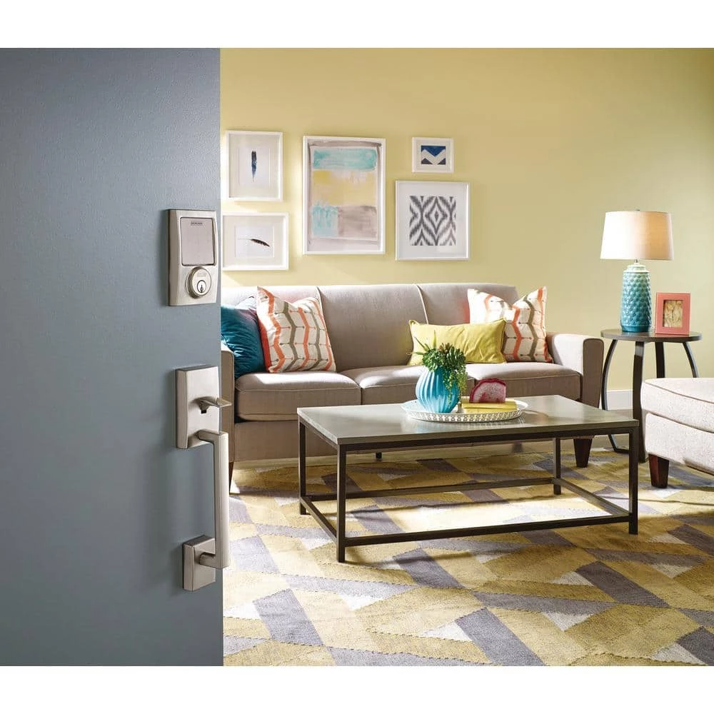 Schlage Century Satin Nickel Lower Half Entry Door Handleset and Latitude Door Handle with Century Trim - Image 3