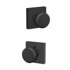 Schlage Bowery Matte Black Hall/Closet Door Knob with Collins Trim