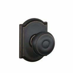 Schlage Georgian Aged Bronze Passage Hall/Closet Door Knob with Camelot Trim