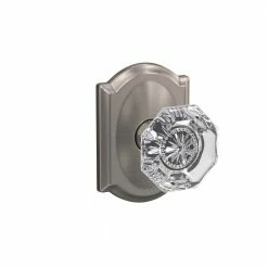 Schlage Custom Alexandria Satin Nickel Camelot Trim Combined Interior Glass Door Knob