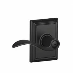 Schlage Accent Matte Black Privacy Bed/Bath Door Handle with Addison Trim