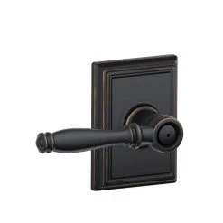 Schlage Birmingham Aged Bronze Privacy Bed/Bath Door Handle with Addison Trim