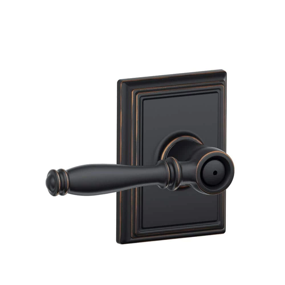 Schlage Birmingham Aged Bronze Privacy Bed/Bath Door Handle with Addison Trim
