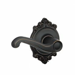 Schlage Flair Aged Bronze Privacy Bed/Bath Door Handle with Brookshire Trim