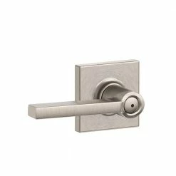 Schlage Latitude Satin Nickel Privacy Bed/Bath Door Handle with Collins Trim