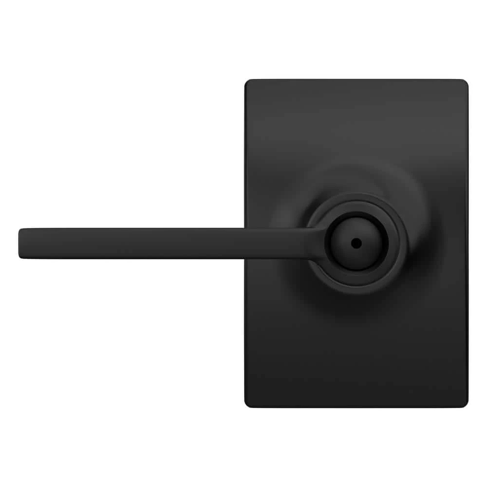 Schlage Latitude Matte Black Privacy Bed/Bath Door Handle with Century Trim - Image 4