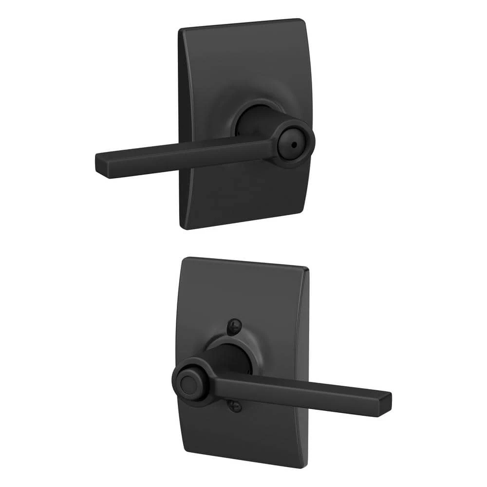 Schlage Latitude Matte Black Privacy Bed/Bath Door Handle with Century Trim - Image 6