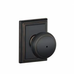 Schlage Andover Aged Bronze Privacy Bed/Bath Door Knob with Addison Trim