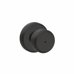 Schlage Bowery Matte Black Privacy Bed/Bath Door Knob with Greyson Trim