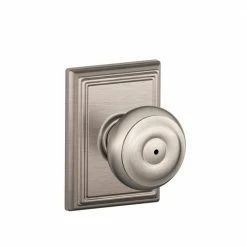 Schlage Georgian Satin Nickel Privacy Bed/Bath Door Knob with Addison Trim