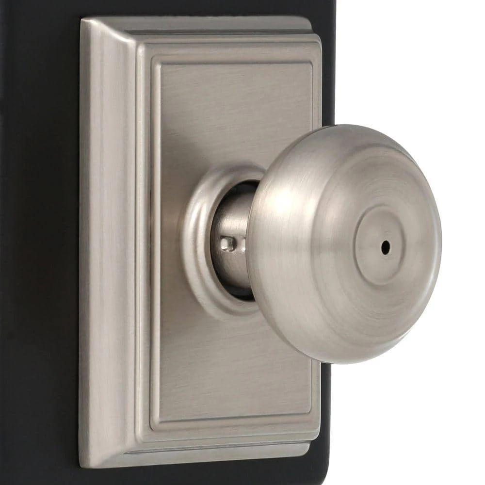 Schlage Georgian Satin Nickel Privacy Bed/Bath Door Knob with Addison Trim - Image 2