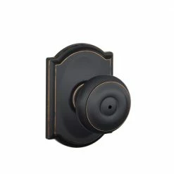 Schlage Georgian Aged Bronze Privacy Bed/Bath Door Knob with Camelot Trim